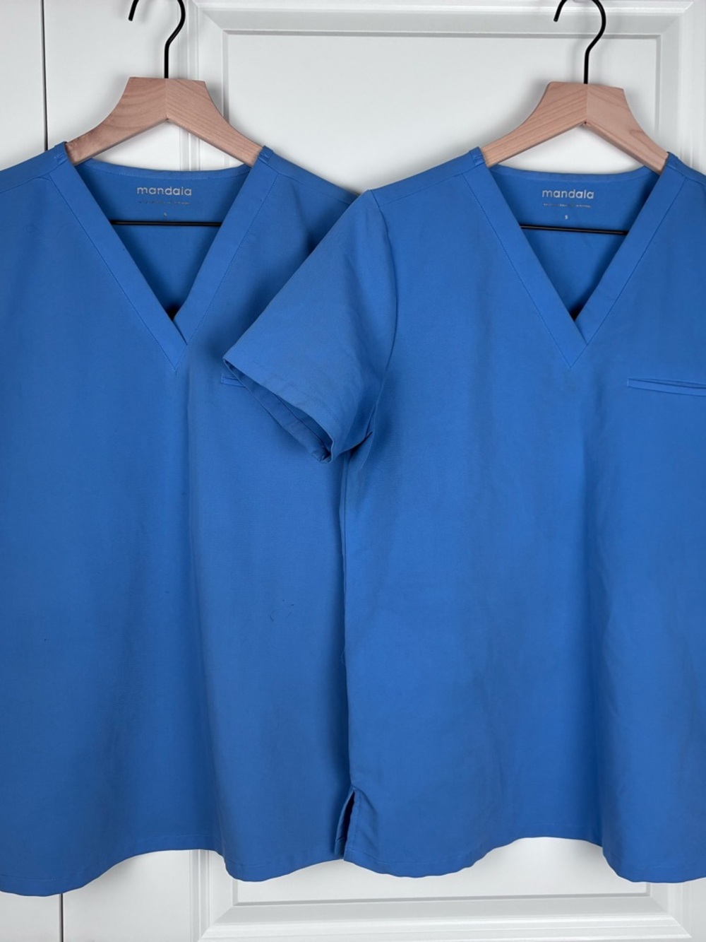 Mandala Bundle of 2 V-Neck One Pocket Scrub Tops - Blue Women’s Size Small